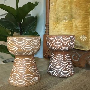 Opalhouse Boho Wooden Candle Holders (2)